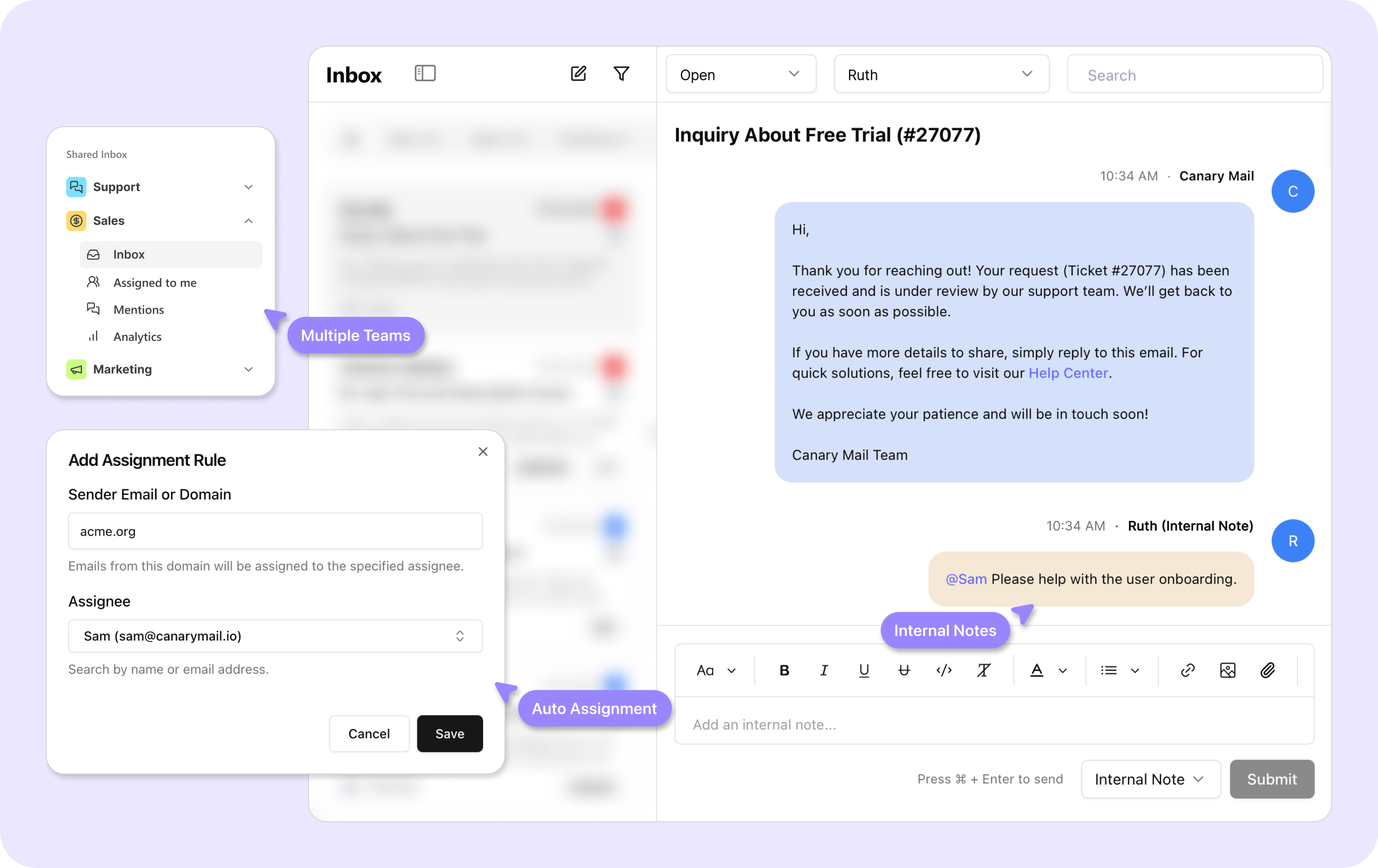 screenshot of Shared Inbox by Canary